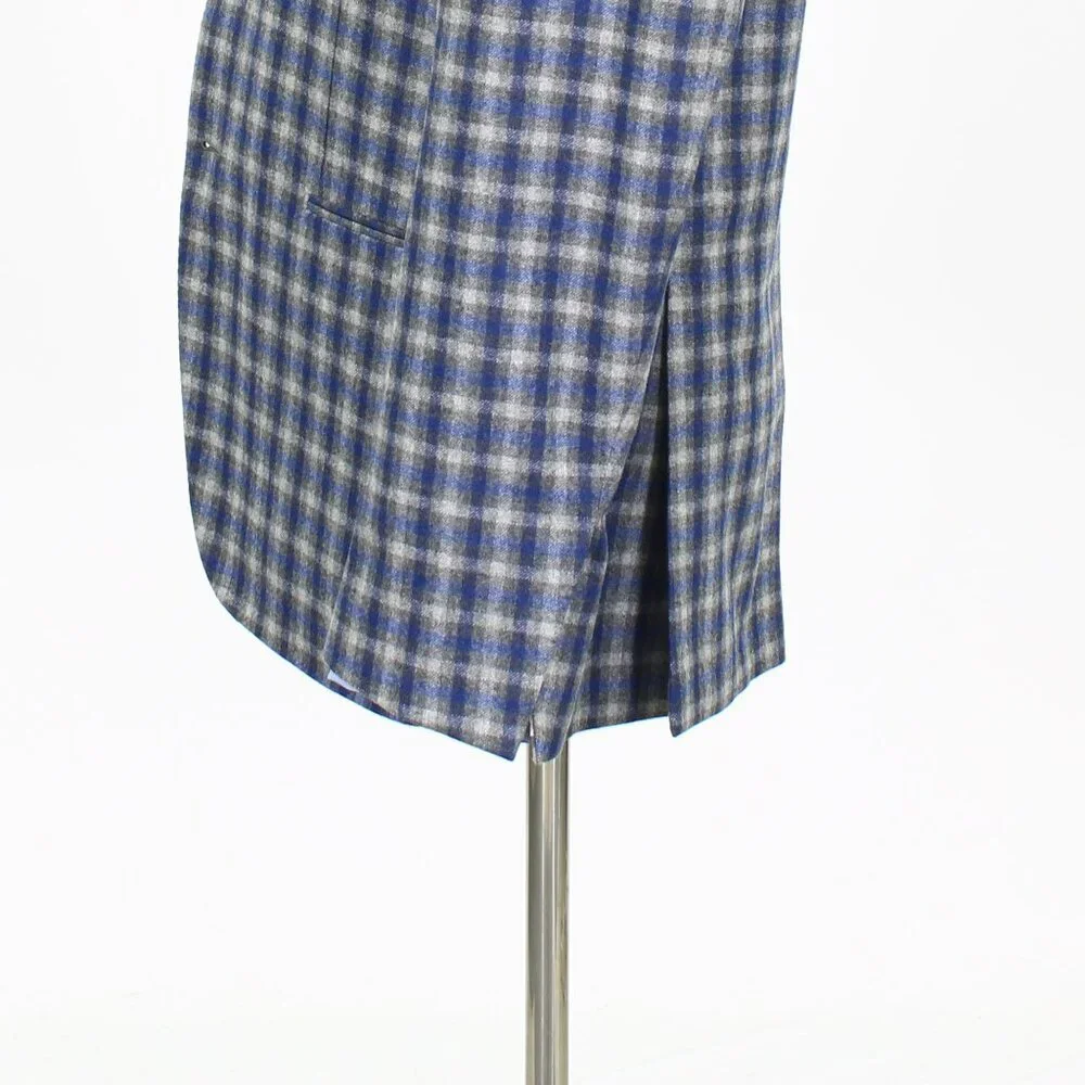 Caruso 42R Blue/Gray Check 3-Button Sport Coat Blazer Jacket T571